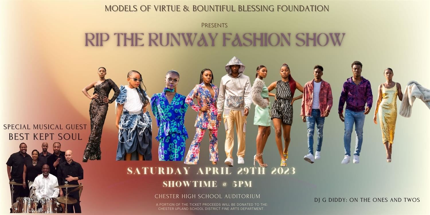  Title of the event with images of 10 models in various outfits standing side by side